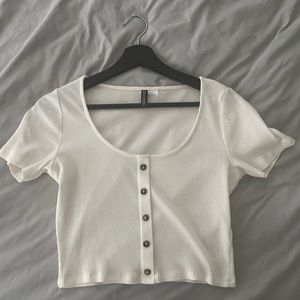 Women’s Ribbed White Crop Top